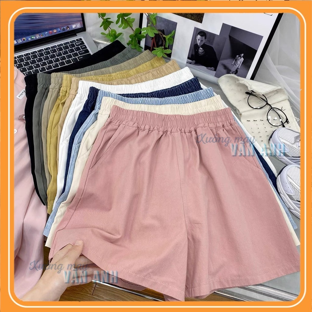 Quần Short Kaki Nữ Ống Rộng Cạp Cao , Quần Sooc đùi Nữ Phong cách Ulzzang Hàn Quốc | BigBuy360 - bigbuy360.vn