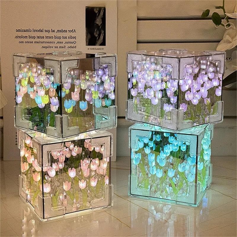 Sáng Tạo DIY Tulip Đèn Ngủ Màu Kẹo Hoa Tulip Mini Đèn Phòng Ngủ Đồ Dùng Sinh Nhật Lãng Mạn Ý Nghĩa Ngày Lễ Tình Nhân Ngày Nữ Quà Tặng Ngày Của Mẹ