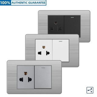 VISWE công tắc ổ cắm ổ cắm có công tắc ổ cắm 3 lỗ công tắc 2 chiều ổ cắm màu đen ổ cắm màu trắng ổ cắm màu xám，118*72mm Tấm thép không gỉ