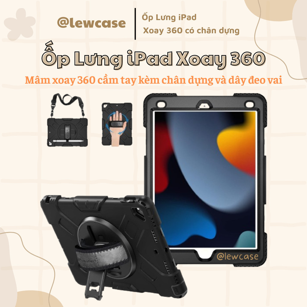 Ốp Lưng iPad Pro 11 / iPad Gen 7/8/9/10 / iPad Mini / iPad Pro 12.9 / iPad M1 có mâm xoay 360 cầm ta