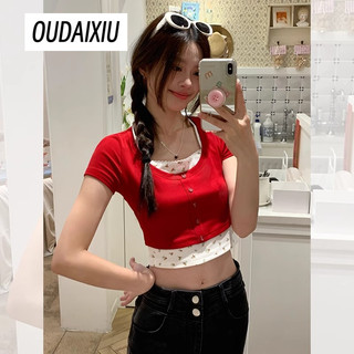 OUDAIXIU áo phông áo thun nữ croptop baby tee Cute Thể thao Korean thời trang WTX24602P8 23Z240607