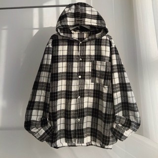 Áo Sơ Mi Nữ Sọc Caro Có Nón Form Rộng Chất Vải Kate Bố Hàng Quảng Châu Dày Dặn Cao Cấp HTM FASHION