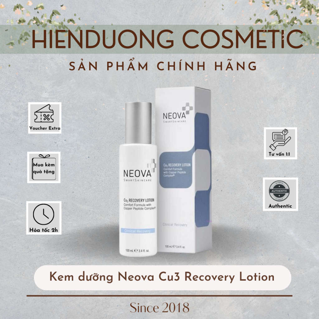  Kem dưỡng Neova Cu3 Recovery Lotion 20ml 50ml 100ml | Phục hồi da cấp ẩm tái tạo da 