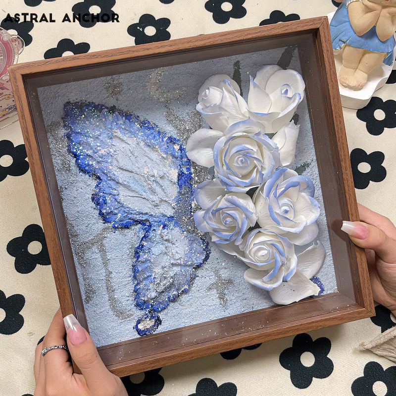 Bướm Hoa Hồng Khung Ảnh DIY Bướm Hoa Hồng Họa Tiết Tranh Khung Ảnh Quà Tặng Sáng Tạo Hoa Hồng Bướm Khung Ảnh