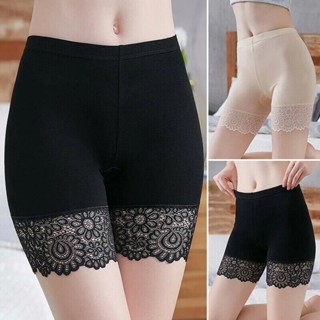 Quần An Toàn Gợi Cảm Nữ Ren Chống Trơn Size Lớn Béo mm Quần Legging Ba Điểm Phong Cách Mỏng Hơn Nhìn