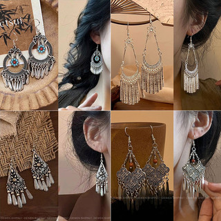 Bông tai tua rua Dân tộc Phong cách độc đáo Bông tai thời trang cổ điển Bông tai