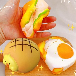 Slowrecovery Squishy Bộ đồ chơi Burger dễ thương Làm dịu giai điệu Bánh mì nướng Âm nhạc Pinching Giảm căng thẳng Thông gió không khí