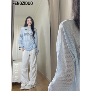 FENGZIDUO Áo Lưới nữ áo kiểu hàn quốc thông thường phong cách sang trọng Tối giản WCS2460LTH 25Z240622
