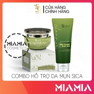 Combo Hỗ Trợ Da Mụn Sica White - Kem Face Cao Mụn Khổ Qua Diếp Cá + Sữa Rửa Mặt Trà Xanh Rau Má Sica
