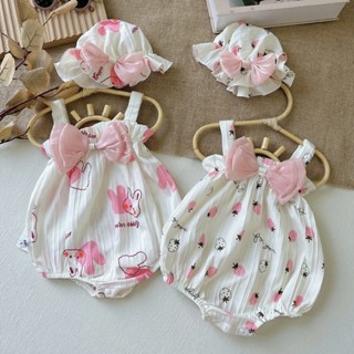 [Kèm mũ bèo] Bodysuit cho bé gái Body chip 2 dây dễ thương bé gái Áo liền quần mùa hè cho bé SLH268