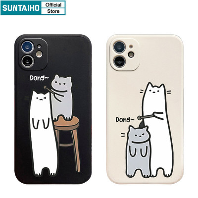 Suntaiho Ngộ nghĩnh Dễ Thương Vỏ Điện Thoại Họa Tiết Mèo Hoạt Hình Cho Iphone 11 12 13 14 15 16 Pro Max IP 7 8 Plus Iphon X Xs XR Xs Max Silicon Mềm Cao Cấp Chống Sốc Ốp Lưng