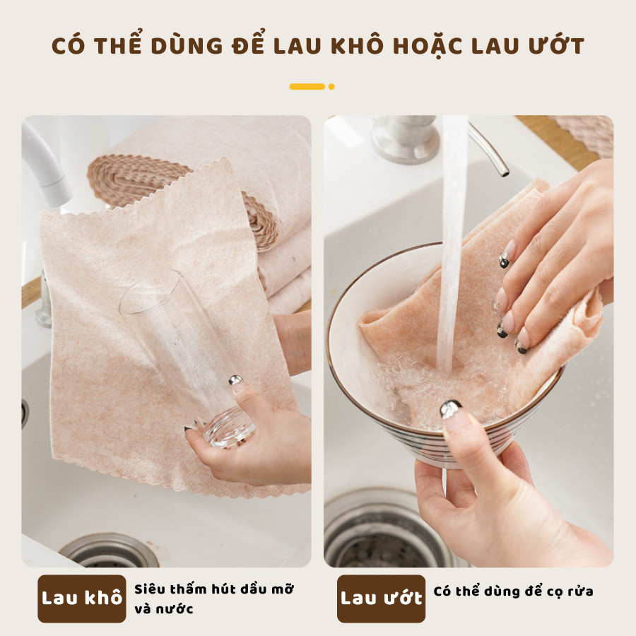 Set 10 Khăn Lau Xơ Mướp Sợi Tự Nhiên Thấm Hút Tốt, Khăn Lau Chén Dĩa Chống Dầu Mỡ, Tái Sử Dụng | BigBuy360 - bigbuy360.vn