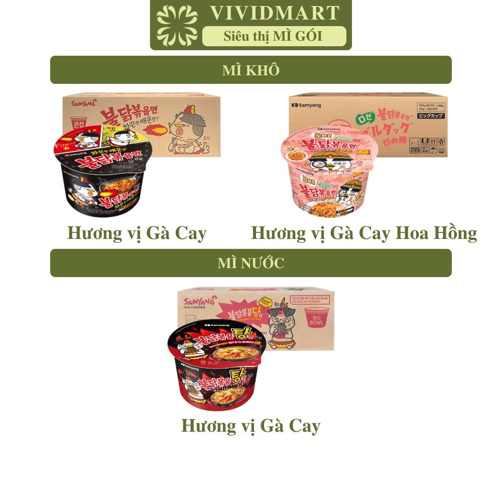 [THÙNG16TÔ]- SAMYANG - Mì tô Samyang 3 vị: Gà cay, Gà cay hoa hồng, Gà cay hầm, Mì gà cay Samyang Hà