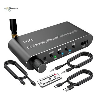 Bộ thu phát Bluetooth 5.1 Bộ chuyển đổi âm thanh kỹ thuật số sang Analog Bộ chuyển đổi không dây DAC Coax sang màu đen tương tự cho TV, chơi game