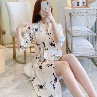 Bộ Đồ Ngủ Gợi Cảm Nữ Mùa Hè Hoa Cao Cấp Váy Ngủ Loungewear Áo choàng Tắm Váy Ngủ