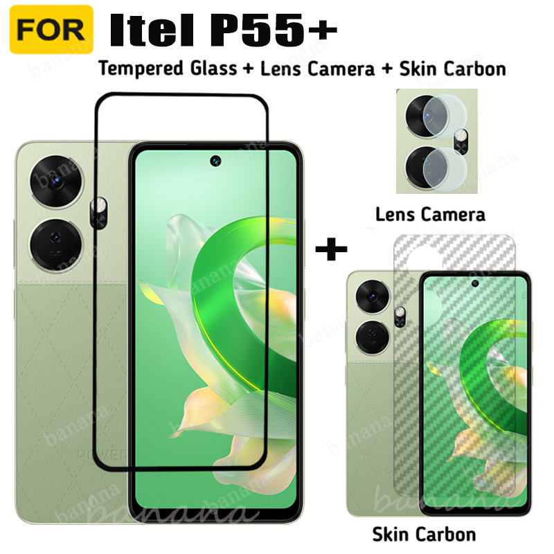 Dành cho itel P55 + Kính cường lực 3 trong 1 Itel P55 Plus P55 + P55 5G 4G S24 S23 A70 Tấm bảo vệ mà
