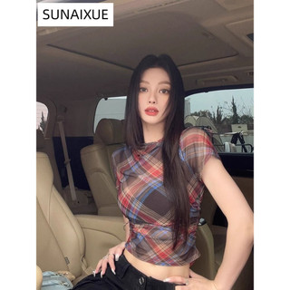 SUNAIXUE áo phông áo thun nữ croptop baby tee Stylish Xu hướng INS Hàn Phong WCS2440PY0 16Z240417