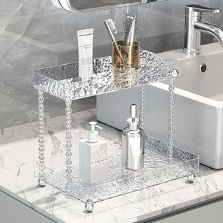 Kệ nhà tắm 2 tầng nhựa để bàn, Kệ đựng mỹ phẩm trang điểm decor phòng ngủ kệ trưng bày cốc - YM6857