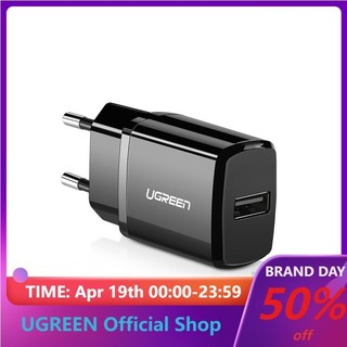 Củ sạc nhanh Ugreen 5v 2.1a usb cổng eu thích hợp cho iphone x 8 7 ipad samsung s9 xiaomi mi 8 kèm dây cáp 1m