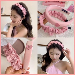 Băng đô xếp li tình yêu màu hồng Hàn Quốc, Băng đô thời trang và đơn giản, Phụ kiện tóc cô gái ngọt ngào