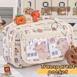 Hàn Quốc Dễ Thương Nước Cá Heo Bút Túi Capybara Hộp Đựng Bút Vải Dung Tích Lớn Hoạt Hình Bút Túi Sinh Viên Văn Phòng Phẩm Trường Học Văn Phòng Phẩm