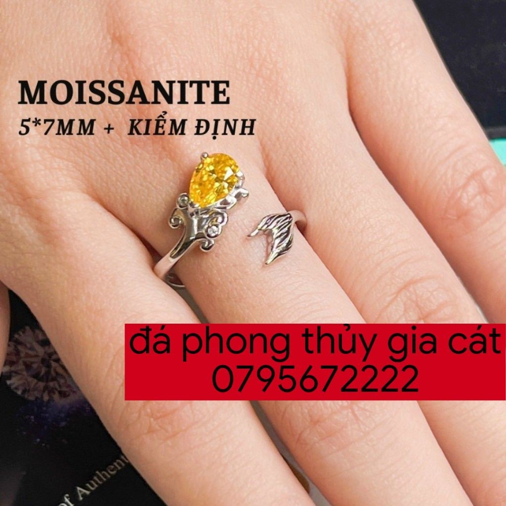 Nhẫn moissanite vàng 5x7mm sdep vip