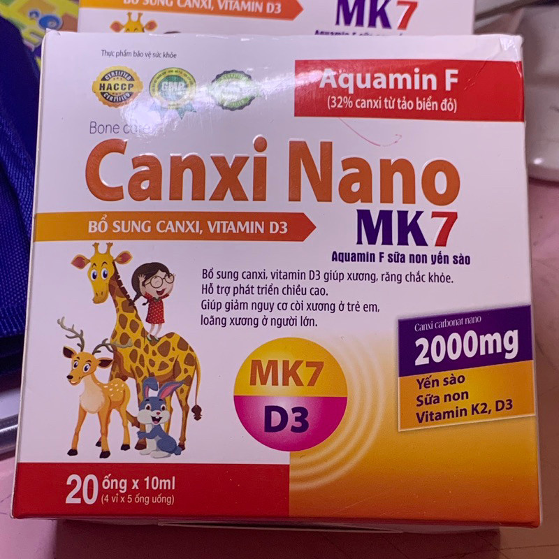Canxi milk nano mk7 DANIPHARM; canxi cho bé ăn ngon ngủ tốt