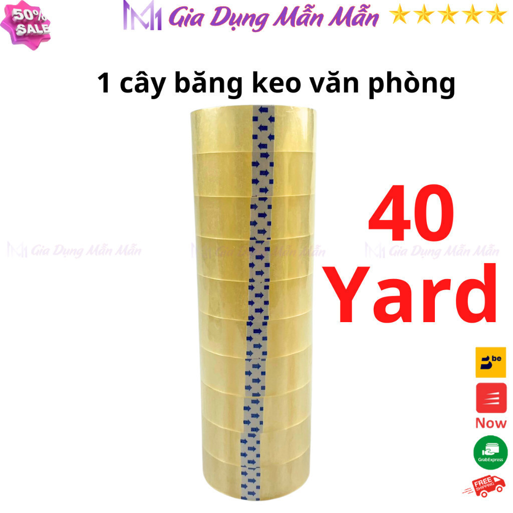 SKU78 - Băng keo trong văn phòng loại nhỏ, 1 cây 10 cuộn rộng 1.8cm, 40yard, 1yard =0,9144 mét