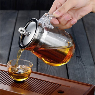 Bình pha trà thủy tinh trong suốt chịu nhiệt cao có lõi lọc inox 304 tách rời 350ml (ấm trà)