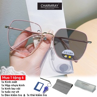 Kính mắt chống bức xạ CHARMRAY Photochromic cho nam và nữ Kính quang học nhẹ bằng kim loại