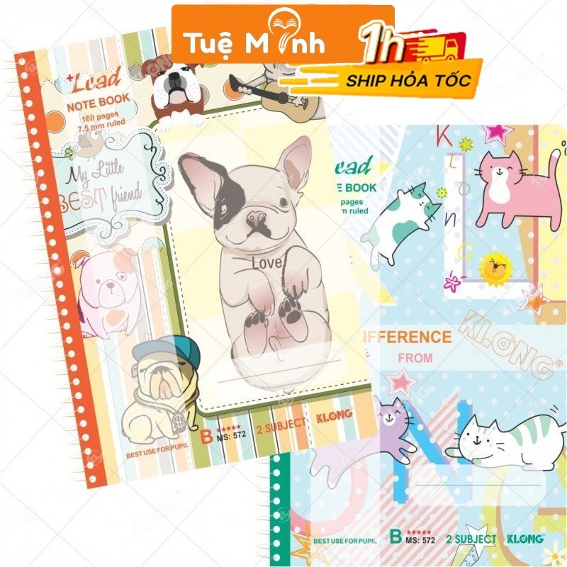 Vở Klong B5 160 trang VPPTUEMINH kẻ ngang-Line lò xo đơn dễ lật Lead - sổ học sinh tập KLong B5 MS 5