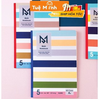 Sổ Klong A4 120 trang VPPTUEMINH caro 5x5 may dán gáy Math Notebook, Vở Tập học sinh Môn toán Klong MS 987