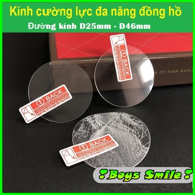 Kính cường lực đa năng dùng cho các đồng hồ mặt PHẲNG hình tròn đường kính 26mm - 45mm