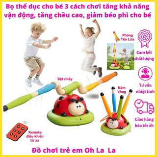 Đồ chơi Bọ thể dục 3 in 1 ném vòng, bật nhảy, phóng tên lửa kèm remote điều khiển, giúp bé tăng chiều cao và vận động