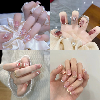 2024 Phong Cách Mới Làm Trắng Móng Tay Đeo Móng Tay Phong Cách Mới Influencer Mặc Móng Tay Nơ Miếng Dán Móng Tay Làm Móng Tay Phong Cách Ngắn