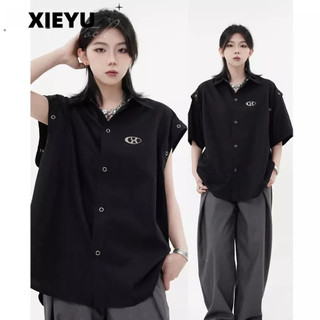 Áo sơ mi XIEYUMen tay ngắn thời trang cổ điển phong cách Hàn Quốc