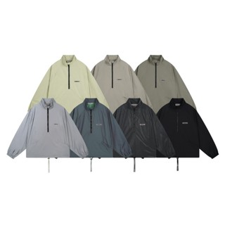 Áo khoác Oversize FOG Essentials Logo silicon Cao cấp Áo khoác đường phố dài tay nửa Zip Áo khoác huấn luyện áo gió