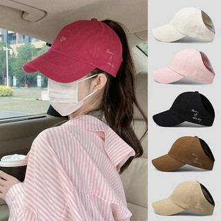 Thời Trang Nữ Rỗng Mũ Mùa Hè Màu Trơn Đuôi Ngựa Mũ Bóng Chày Bé Gái Thường Ngày Tấm Che Nắng Mũ