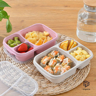 Hộp cơm trưa rơm lúa mì ba ngăn Bộ đồ ăn bằng lò vi sóng Hộp đựng trái cây Hộp cơm trưa Dã ngoại Trường học Văn phòng Bento di động