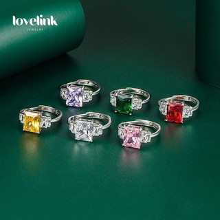Nhẫn cưới bạc 925 cho nữ vuông cắt cubic zirconia lời hứa đính hôn kỷ niệm nhẫn vĩnh cửu