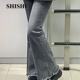 Shi Quần jean, ống, Loe, co giãn lưng cao, thời trang thu đông, cỡ lớn, nữ GM24525IY