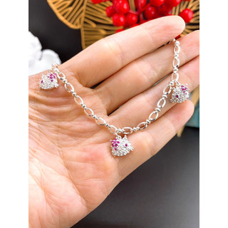 Lắc tay hình mèo Kitty cho bé gái- Bạc ta nguyên chất