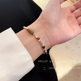 2024 Gãy Bạc Hổ Mắt Khâu Đính Hạt Vòng Tay Nữ Phong Cách Mùa Xuân Niche Retro Vòng Tay Sinh Viên Cặp Đôi Vòng Tay Độc Đáo 20026