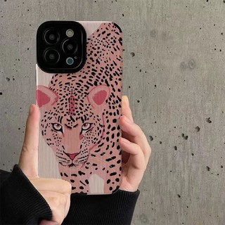 Cá tính niche Pink Leopard Matte Fine hole IPhone case cho IPhone X / XSMAX XR 14 15PLUS 11 12MINI 13PROMAX 7 / 8 Plus Hấp thụ sốc