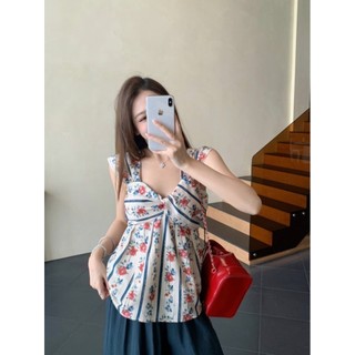 Áo sơ mi hoa cổ vuông thời trang dành cho nữ thiết kế mùa hè Áo sơ mi không tay