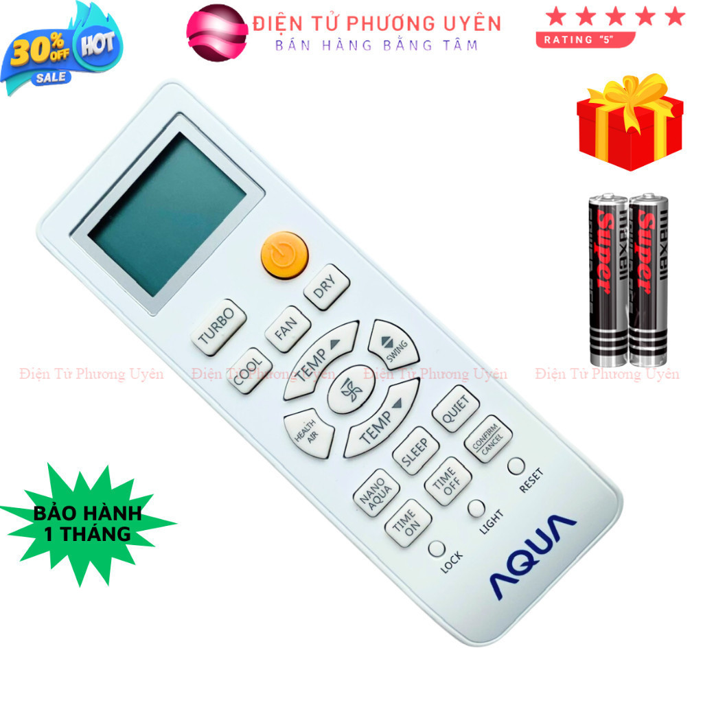 SKU353 - Điều khiển điều hòa AQUA Mã 03 Hàng Zin , remote máy lạnh AQUA - Tặng kèm pin