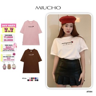 Áo phông nữ form rộng tay lỡ unisex chất vải cotton AT084 Miucho in logo