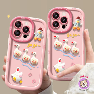 Ốp điện thoại iPhone 15 14 13 12 11 Pro Max X Xr Xs Max 7 8 Plus 3D DIY Phim hoạt hình Vịt dễ thương Vỏ điện thoại mềm Bảo vệ ống kính Vỏ silicon chống rơi