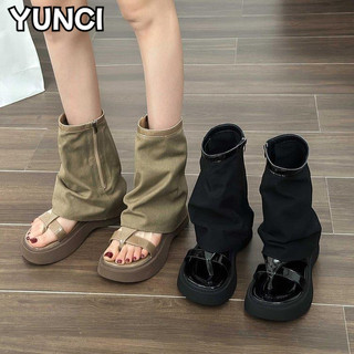 YUNCI  dép cross sục nữ 2024 HOTSALE Giày slip-on Phong cách thể thao Độc lạ Chất lượng cao Đế chống trơn trượt Kiểu dáng độc đáo FDL2460ZKP 27Z240701