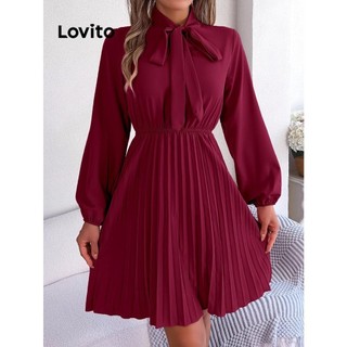Đầm Lovito buộc dây màu trơn thanh lịch cho nữ LNL52072